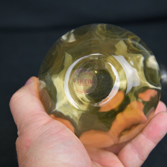 VIETRI Italian Hand Blown Ruffled Glass Vase in Amber 5.5" Tall - Picture 3 of 4